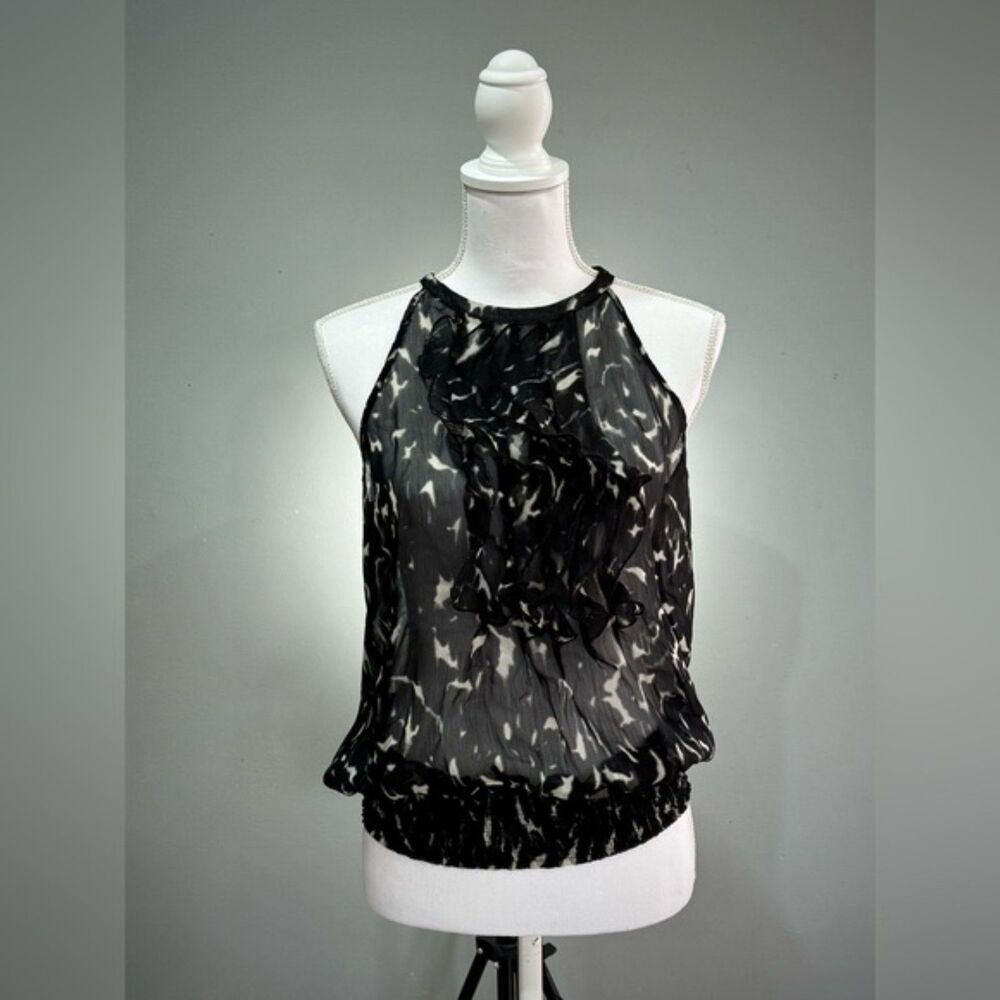 CLEARANCE! Black The Limited Ruffle Sheer Blouse Size M EUC